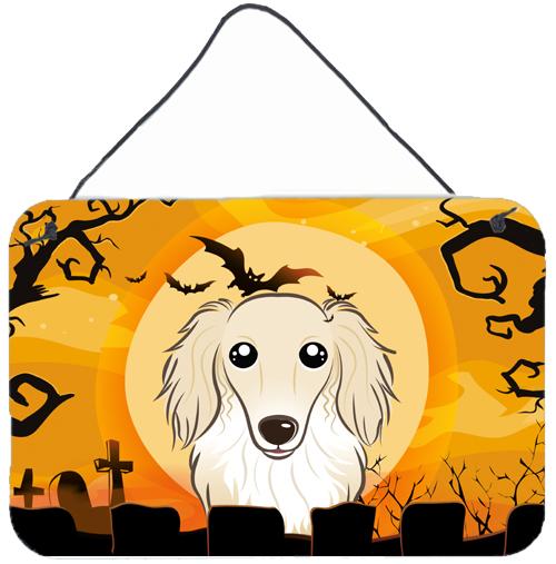 Halloween Longhair Creme Dachshund Wall or Door Hanging Prints BB1770DS812