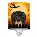 Halloween Longhair Black and Tan Dachshund Ceramic Night Light Compact, UL-Certified, Ideal for Bedroom, Bathroom, Nursery, Hallway, Kitchen, 6x4x3, Multicolor