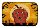 Halloween Longhair Red Dachshund Dish Drying Mat Absorbent Dish Drying Mat Pad for Kitchen Counter Dish Drainer Mat for Countertop, 14 x 21", Multicolor