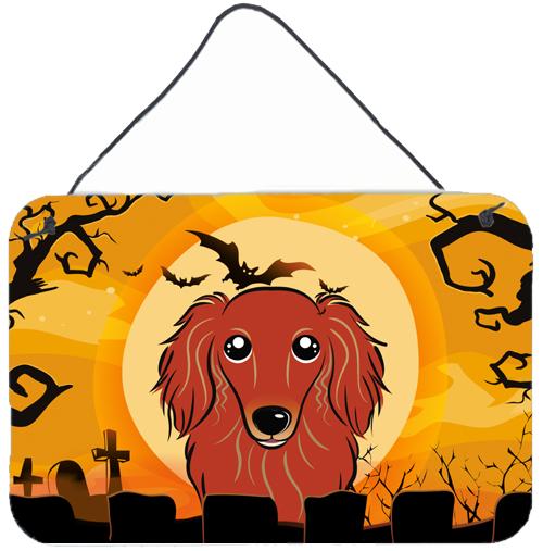 Halloween Longhair Red Dachshund Wall or Door Hanging Prints BB1772DS812