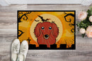 Halloween Longhair Red Dachshund Doormat Indoor Outdoor 24H X 36W Front Door Mat Rugs for Entryway, Non Slip Washable Low Pile,