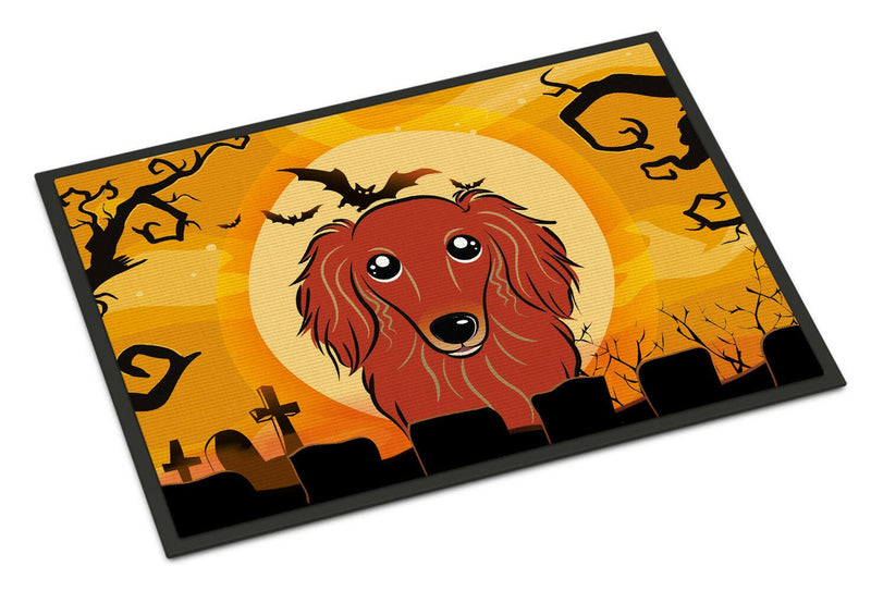 Halloween Longhair Red Dachshund Indoor or Outdoor Mat 24x36 BB1772JMAT