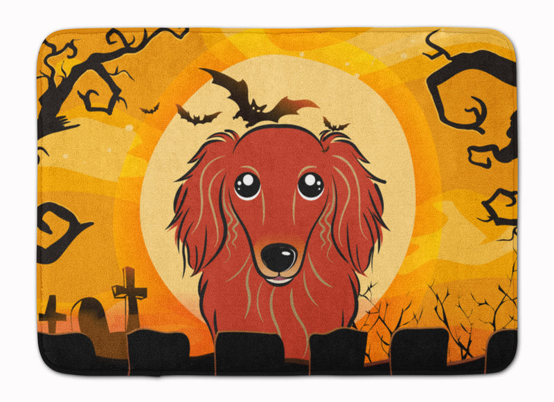 Halloween Longhair Red Dachshund Machine Washable Memory Foam Mat BB1772RUG