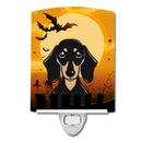 Halloween Smooth Black and Tan Dachshund Ceramic Night Light Compact, UL-Certified, Ideal for Bedroom, Bathroom, Nursery, Hallway, Kitchen, 6x4x3, Multicolor