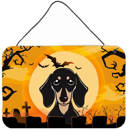 Halloween Smooth Black and Tan Dachshund Wall or Door Hanging Prints BB1773DS812