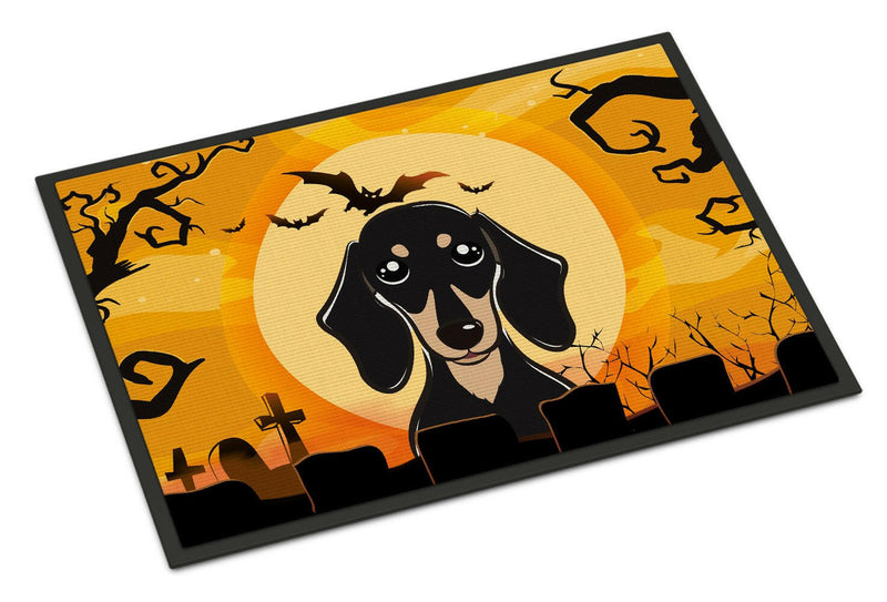 Halloween Smooth Black and Tan Dachshund Indoor or Outdoor Mat 24x36 BB1773JMAT