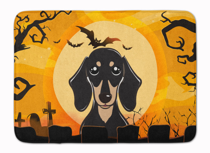 Halloween Smooth Black and Tan Dachshund Machine Washable Memory Foam Mat BB1773RUG