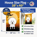Halloween Bichon Frise House Flag 28x40 Porch Sleeve Pole Decorative Outside Yard Banner Artwork Wall Hanging, Polyester