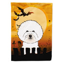 Halloween Bichon Frise House Flag 28x40 Porch Sleeve Pole Decorative Outside Yard Banner Artwork Wall Hanging, Polyester