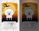 Halloween Bichon Frise Ceramic Night Light Compact, UL-Certified, Ideal for Bedroom, Bathroom, Nursery, Hallway, Kitchen, 6x4x3, Multicolor