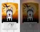 Halloween Alaskan Malamute Ceramic Night Light Compact, UL-Certified, Ideal for Bedroom, Bathroom, Nursery, Hallway, Kitchen, 6x4x3, Multicolor