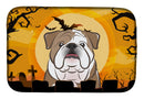 Halloween English Bulldog  Dish Drying Mat Absorbent Dish Drying Mat Pad for Kitchen Counter Dish Drainer Mat for Countertop, 14 x 21", Multicolor
