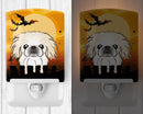 Halloween Pekingese Ceramic Night Light Compact, UL-Certified, Ideal for Bedroom, Bathroom, Nursery, Hallway, Kitchen, 6x4x3, Multicolor
