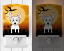 Halloween Westie Ceramic Night Light Compact, UL-Certified, Ideal for Bedroom, Bathroom, Nursery, Hallway, Kitchen, 6x4x3, Multicolor