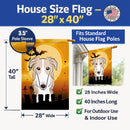 Halloween Borzoi House Flag 28x40 Porch Sleeve Pole Decorative Outside Yard Banner Artwork Wall Hanging, Polyester