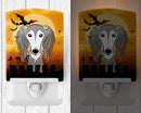 Halloween Saluki Ceramic Night Light Compact, UL-Certified, Ideal for Bedroom, Bathroom, Nursery, Hallway, Kitchen, 6x4x3, Multicolor