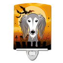 Halloween Saluki Ceramic Night Light Compact, UL-Certified, Ideal for Bedroom, Bathroom, Nursery, Hallway, Kitchen, 6x4x3, Multicolor