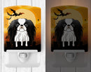 Halloween Japanese Chin Ceramic Night Light Compact, UL-Certified, Ideal for Bedroom, Bathroom, Nursery, Hallway, Kitchen, 6x4x3, Multicolor