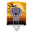 Halloween Weimaraner Ceramic Night Light Compact, UL-Certified, Ideal for Bedroom, Bathroom, Nursery, Hallway, Kitchen, 6x4x3, Multicolor