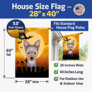 Halloween Yorkie Puppy House Flag 28x40 Porch Sleeve Pole Decorative Outside Yard Banner Artwork Wall Hanging, Polyester