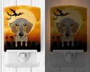 Halloween Wirehaired Dachshund Ceramic Night Light Compact, UL-Certified, Ideal for Bedroom, Bathroom, Nursery, Hallway, Kitchen, 6x4x3, Multicolor