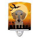 Halloween Wirehaired Dachshund Ceramic Night Light Compact, UL-Certified, Ideal for Bedroom, Bathroom, Nursery, Hallway, Kitchen, 6x4x3, Multicolor