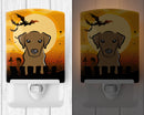Halloween Chocolate Labrador Ceramic Night Light Compact, UL-Certified, Ideal for Bedroom, Bathroom, Nursery, Hallway, Kitchen, 6x4x3, Multicolor