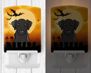 Halloween Black Labrador Ceramic Night Light Compact, UL-Certified, Ideal for Bedroom, Bathroom, Nursery, Hallway, Kitchen, 6x4x3, Multicolor