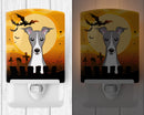 Halloween Italian Greyhound Ceramic Night Light Compact, UL-Certified, Ideal for Bedroom, Bathroom, Nursery, Hallway, Kitchen, 6x4x3, Multicolor