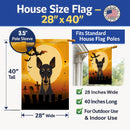 Halloween Min Pin House Flag 28x40 Porch Sleeve Pole Decorative Outside Yard Banner Artwork Wall Hanging, Polyester