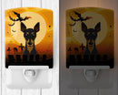 Halloween Min Pin Ceramic Night Light Compact, UL-Certified, Ideal for Bedroom, Bathroom, Nursery, Hallway, Kitchen, 6x4x3, Multicolor