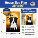 Halloween Border Collie House Flag 28x40 Porch Sleeve Pole Decorative Outside Yard Banner Artwork Wall Hanging, Polyester