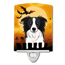 Halloween Border Collie Ceramic Night Light Compact, UL-Certified, Ideal for Bedroom, Bathroom, Nursery, Hallway, Kitchen, 6x4x3, Multicolor