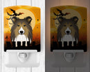 Halloween Sheltie Ceramic Night Light Compact, UL-Certified, Ideal for Bedroom, Bathroom, Nursery, Hallway, Kitchen, 6x4x3, Multicolor