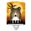 Halloween Sheltie Ceramic Night Light Compact, UL-Certified, Ideal for Bedroom, Bathroom, Nursery, Hallway, Kitchen, 6x4x3, Multicolor