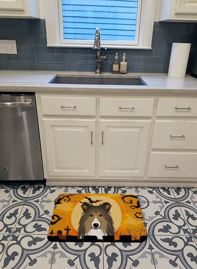 Halloween Sheltie Machine Washable Memory Foam Mat BB1800RUG