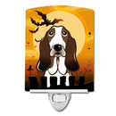 Halloween Basset Hound Ceramic Night Light Compact, UL-Certified, Ideal for Bedroom, Bathroom, Nursery, Hallway, Kitchen, 6x4x3, Multicolor