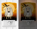 Halloween Afghan Hound Ceramic Night Light Compact, UL-Certified, Ideal for Bedroom, Bathroom, Nursery, Hallway, Kitchen, 6x4x3, Multicolor