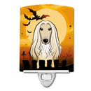 Halloween Afghan Hound Ceramic Night Light Compact, UL-Certified, Ideal for Bedroom, Bathroom, Nursery, Hallway, Kitchen, 6x4x3, Multicolor