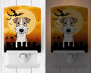 Halloween Wire Haired Fox Terrier Ceramic Night Light Compact, UL-Certified, Ideal for Bedroom, Bathroom, Nursery, Hallway, Kitchen, 6x4x3, Multicolor
