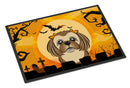 Halloween Chocolate Brown Shih Tzu Doormat Indoor Outdoor 24H X 36W Front Door Mat Rugs for Entryway, Non Slip Washable Low Pile,