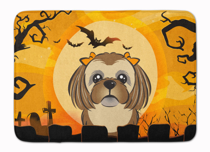 Halloween Chocolate Brown Shih Tzu Machine Washable Memory Foam Mat BB1807RUG