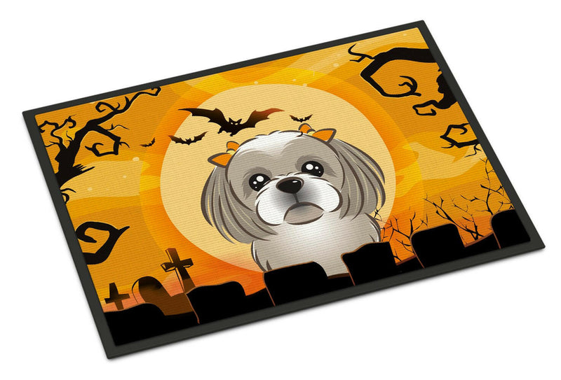 Halloween Gray Silver Shih Tzu Indoor or Outdoor Mat 24x36 BB1808JMAT