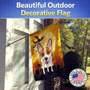 Halloween Red Corgi House Flag 28x40 Porch Sleeve Pole Decorative Outside Yard Banner Artwork Wall Hanging, Polyester
