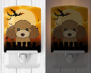 Halloween Chocolate Brown Poodle Ceramic Night Light Compact, UL-Certified, Ideal for Bedroom, Bathroom, Nursery, Hallway, Kitchen, 6x4x3, Multicolor