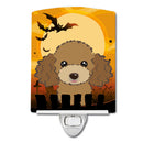 Halloween Chocolate Brown Poodle Ceramic Night Light Compact, UL-Certified, Ideal for Bedroom, Bathroom, Nursery, Hallway, Kitchen, 6x4x3, Multicolor