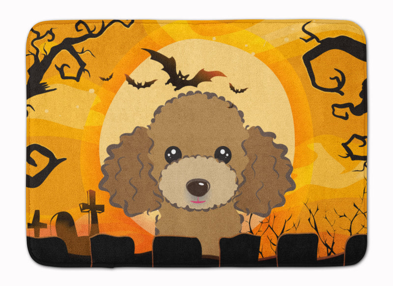 Halloween Chocolate Brown Poodle Machine Washable Memory Foam Mat BB1814RUG