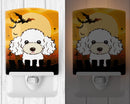 Halloween White Poodle Ceramic Night Light Compact, UL-Certified, Ideal for Bedroom, Bathroom, Nursery, Hallway, Kitchen, 6x4x3, Multicolor