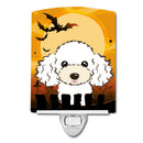 Halloween White Poodle Ceramic Night Light Compact, UL-Certified, Ideal for Bedroom, Bathroom, Nursery, Hallway, Kitchen, 6x4x3, Multicolor