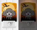 Halloween Silver Gray Poodle Ceramic Night Light Compact, UL-Certified, Ideal for Bedroom, Bathroom, Nursery, Hallway, Kitchen, 6x4x3, Multicolor